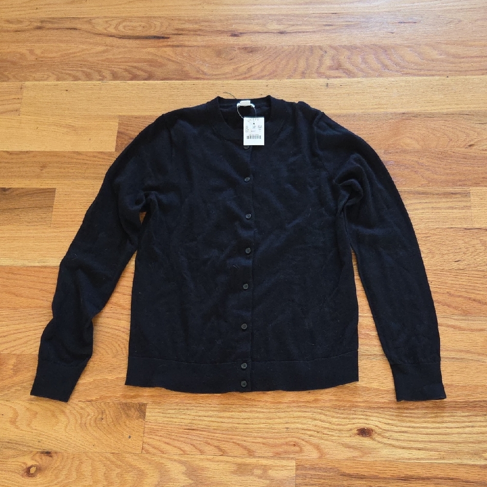 Brand New J. Crew Black Cotton Cardigan PS